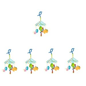 kisangel 5pcs crib rattles baby early cartoon mobile chime toys dangling car infant cradle development decoration rattle for ster animal blue nursery wind hanging newborn toy bed boys