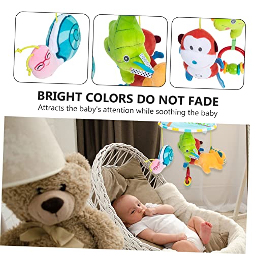 Kisangel 5pcs Crib Rattles Baby Early Cartoon Mobile Chime Toys Dangling Car Infant Cradle Development Decoration Rattle for Ster Animal Blue Nursery Wind Hanging Newborn Toy Bed Boys