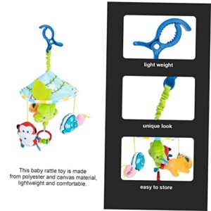 Kisangel 5pcs Crib Rattles Baby Early Cartoon Mobile Chime Toys Dangling Car Infant Cradle Development Decoration Rattle for Ster Animal Blue Nursery Wind Hanging Newborn Toy Bed Boys