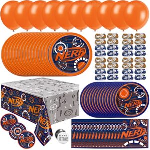 mega nerf party supplies for birthday, decorations, and favors, serves 16 guests, easy setup and takedown with plates, napkins, and more