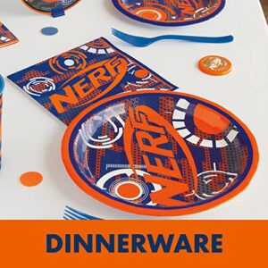 Mega Nerf Party Supplies for Birthday, Decorations, and Favors, Serves 16 Guests, Easy Setup and Takedown with Plates, Napkins, and More