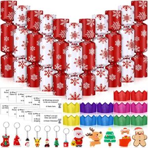 83 pcs christmas party table non snap holiday supplies, include christmas no snap crackers, tissue paper cracker hats, christmas jokes, keychain and brooch for holidays, no snap strips (red, white)