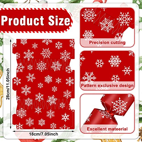 83 Pcs Christmas Party Table Non Snap Holiday Supplies, Include Christmas No Snap Crackers, Tissue Paper Cracker Hats, Christmas Jokes, Keychain and Brooch for Holidays, No Snap Strips (Red, White)