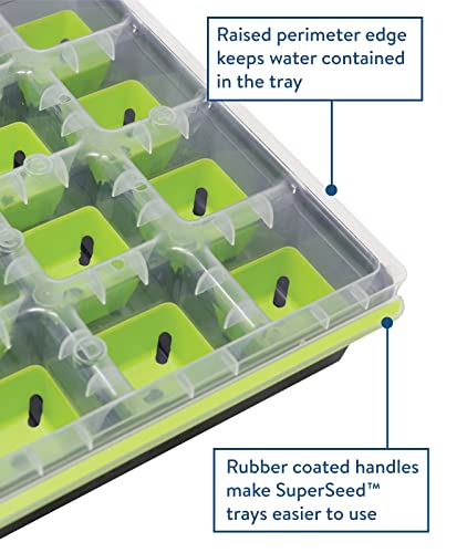 Burpee SuperSeed Seed Starting Tray | 16 XL Cell | Reusable & Dishwasher Safe | for Starting Vegetable Seeds, Flower Seeds & Herb Seeds | Indoor Grow Kit for Deep-Rooted Seedlings