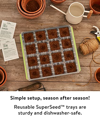 Burpee SuperSeed Seed Starting Tray | 16 XL Cell | Reusable & Dishwasher Safe | for Starting Vegetable Seeds, Flower Seeds & Herb Seeds | Indoor Grow Kit for Deep-Rooted Seedlings