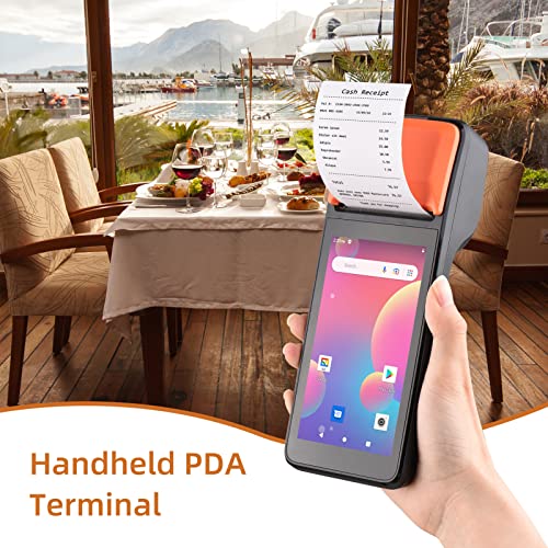 Bisofice POS Receipt Printer Android 8.1 1D/2D Barcode Scanner PDA Terminal 3G WiFi BT Communication with 5.0" Touchscreen 58mm Width/NFC Thermal Label Printing for Supermarket Restaurant (NFC PDA)