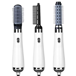 haappybox 3 in 1 hot air brush one-step hair dryer comb 3 interchangeable brush combs volumizer hair curler straightener