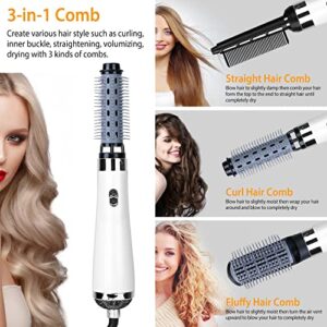 HAAPPYBOX 3 in 1 Hot Air Brush One-Step Hair Dryer Comb 3 Interchangeable Brush Combs Volumizer Hair Curler Straightener