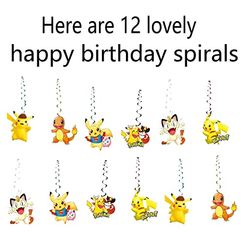 poke-mon birthday party supplies,Cute Animation themed Birthday Banners and Hanging Swirls,Boys and girls for birthday party supplies