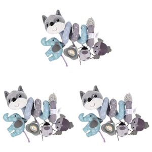kisangel 3pcs cot mobile toy plaything around cognitive pendant bar pram infants fox hanging plush color car toys musical baby interactive activity grey crib with rattles for animal
