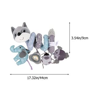 Kisangel 3pcs Cot Mobile Toy Plaything Around Cognitive Pendant Bar Pram Infants Fox Hanging Plush Color Car Toys Musical Baby Interactive Activity Grey Crib with Rattles for Animal