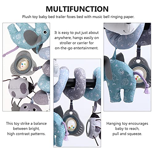 Kisangel 3pcs Cot Mobile Toy Plaything Around Cognitive Pendant Bar Pram Infants Fox Hanging Plush Color Car Toys Musical Baby Interactive Activity Grey Crib with Rattles for Animal