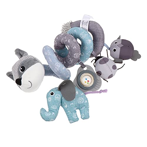 Kisangel 3pcs Cot Mobile Toy Plaything Around Cognitive Pendant Bar Pram Infants Fox Hanging Plush Color Car Toys Musical Baby Interactive Activity Grey Crib with Rattles for Animal