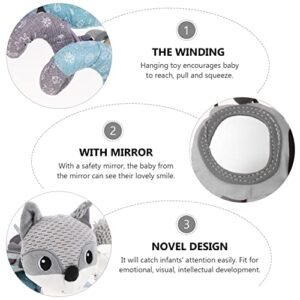 Kisangel 3pcs Cot Mobile Toy Plaything Around Cognitive Pendant Bar Pram Infants Fox Hanging Plush Color Car Toys Musical Baby Interactive Activity Grey Crib with Rattles for Animal