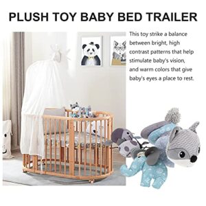 Kisangel 3pcs Cot Mobile Toy Plaything Around Cognitive Pendant Bar Pram Infants Fox Hanging Plush Color Car Toys Musical Baby Interactive Activity Grey Crib with Rattles for Animal