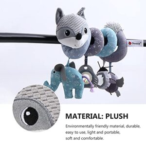 Kisangel 3pcs Cot Mobile Toy Plaything Around Cognitive Pendant Bar Pram Infants Fox Hanging Plush Color Car Toys Musical Baby Interactive Activity Grey Crib with Rattles for Animal