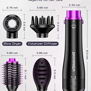 Hair Dryer Brush, 4-in-1 Hot Air Brush Blow Dryer - Straighten, Curl, Volumize & Dry in One Step, Negative Ion Blow Dryer Brush Hairbrush Blow Dryer Hair Styler with 4 Detachable Attachments, 3 Temps