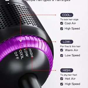 Hair Dryer Brush, 4-in-1 Hot Air Brush Blow Dryer - Straighten, Curl, Volumize & Dry in One Step, Negative Ion Blow Dryer Brush Hairbrush Blow Dryer Hair Styler with 4 Detachable Attachments, 3 Temps