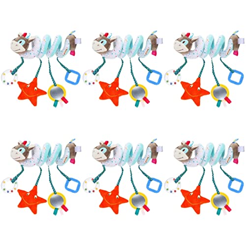 ibasenice Baby Stroller 6 pcs Doll Bed Childhood Boys Plaything Educational Early Plush Crib Worm Pendant Animal Kids Bell Girls Car Theme Bar Funny Around Adorable Mobile Rattle Ster Baby Toys