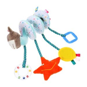 ibasenice Baby Stroller 6 pcs Doll Bed Childhood Boys Plaything Educational Early Plush Crib Worm Pendant Animal Kids Bell Girls Car Theme Bar Funny Around Adorable Mobile Rattle Ster Baby Toys