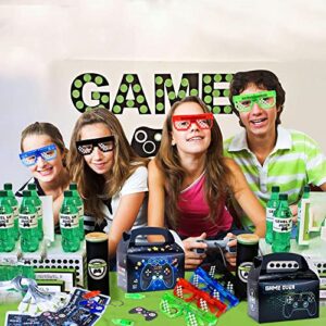 Golray 72Pcs Video Game Party Favors Kids Boy Gamer Birthday Gift with Box VIP Pass Holder LED Glasses Rings Toys for Teen Men Game On Birthday Party Supplies Decorations Pinata Goodie Bag Stuffers