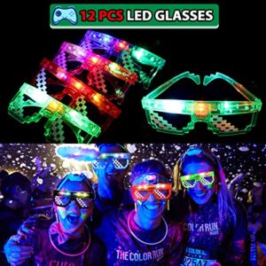 Golray 72Pcs Video Game Party Favors Kids Boy Gamer Birthday Gift with Box VIP Pass Holder LED Glasses Rings Toys for Teen Men Game On Birthday Party Supplies Decorations Pinata Goodie Bag Stuffers