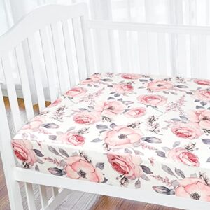 Baby Car Seat Cover and Crib Sheet, Winter Carseat Cover Girls, Floral Crib Fitted Sheet, Pink Flower