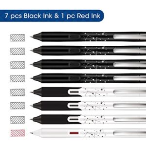 Writech Retractable Liquid Rollerball Pen: Click Silent Multicolor Rolling Ball Pens Black & Red Ink Color-Writing Journaling Notetaking Sketching 8ct Smooth 0.5mm Fine Point Tip No Bleed Smear Smudge