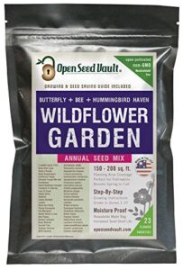 variety pack (23) of 64,000 non gmo wildflower seeds for bees, hummingbird, butterflies and pollinators - with growing guide for gardeners from germination to flowers - bulk seeds - by open seed vault