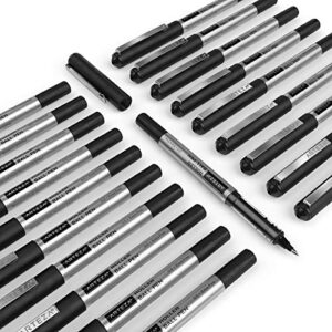 ARTEZA Rollerball Pens, Pack of 20, 0.5mm Black Liquid Ink Pens for Bullet Journaling, Fine Point Rollerball, Office Supplies for Writing, Taking Notes & Sketching