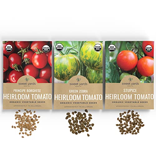 Organic Heirloom Tomato Seeds Variety Pack - 9 Seed Packets: Brandywine, Roma, Green Zebra, Pineapple, Chadwick Cherry, Black Krim and More