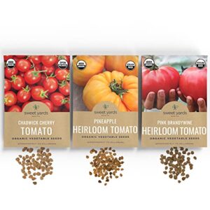 Organic Heirloom Tomato Seeds Variety Pack - 9 Seed Packets: Brandywine, Roma, Green Zebra, Pineapple, Chadwick Cherry, Black Krim and More