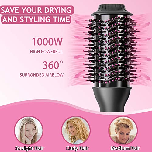 DOYOMI Enhanced Hot Air Hair Blow Dryer Brush, 3 in 1 One Step Styler Volumizer for Fast Drying, Straightening, Curling and Volumizing with Anti-frizz Ceramic Barrel Negative Ion, 55MM Oval Shape