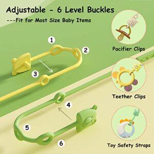 4 Packs Toy Safety Straps, Silicone Pacifier Clips, Stretchable Adjustable Baby Teether Straps, Pacifier Leashes, Keep Toys Clean, Toddler Cups Straps, for Stroller, High Chair, Crib, Car Seat, etc.