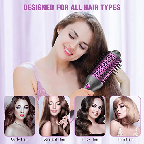 APOKE Brush Hair Dryer, Professional 1200W Ceramic Tourmaline Ionic Hot Air Styling Brush, One Step Hair Dryer & Styler Volumizer, Blow Dryer Curling Brush, Blowout Brush for Drying Curling Combing