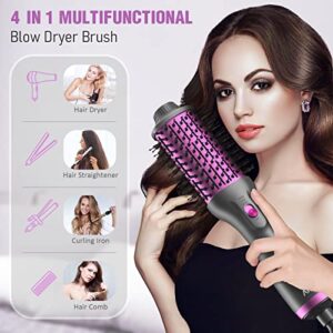 APOKE Brush Hair Dryer, Professional 1200W Ceramic Tourmaline Ionic Hot Air Styling Brush, One Step Hair Dryer & Styler Volumizer, Blow Dryer Curling Brush, Blowout Brush for Drying Curling Combing