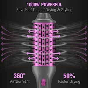 APOKE Brush Hair Dryer, Professional 1200W Ceramic Tourmaline Ionic Hot Air Styling Brush, One Step Hair Dryer & Styler Volumizer, Blow Dryer Curling Brush, Blowout Brush for Drying Curling Combing