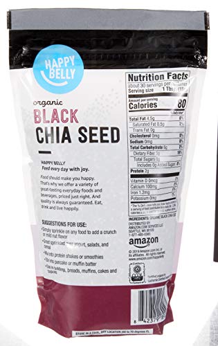 Amazon Brand - Happy Belly Organic Black Chia Seeds 1 lb