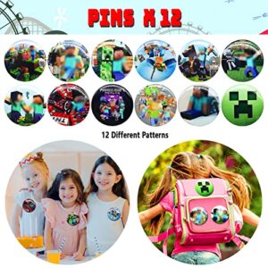 Cikisaa 86 PCS Mining Theme Video Game Party Favors Gift Set for Kids Boys, Mining Style Birthday Party Supplies Party Decorations, Include 12 Key Chains, 12 Bracelets, 12 Button Pins, 50 Stickers