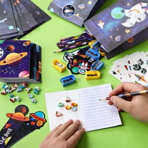 162 Pcs Space Party Favors Kids Included Space Pencils Space Erasers Gift Bag Tattoo Stickers Bookmarks Ruler Notebook Sharpener Outer Space Themed Birthday Gift Party Supplies for Boys Girls Kids