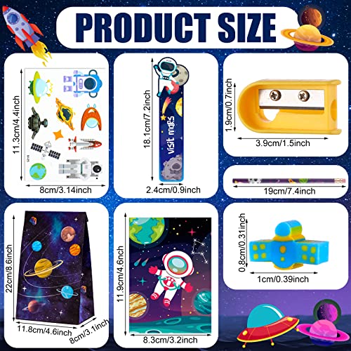 162 Pcs Space Party Favors Kids Included Space Pencils Space Erasers Gift Bag Tattoo Stickers Bookmarks Ruler Notebook Sharpener Outer Space Themed Birthday Gift Party Supplies for Boys Girls Kids