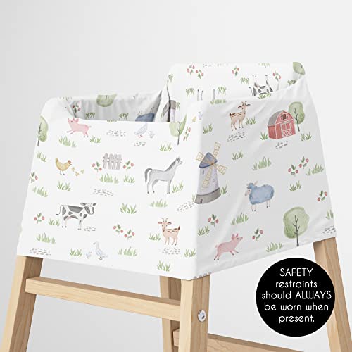 Sweet Jojo Designs Farm Animals Boy Girl Infant Baby Car Seat Cover Nursing Breastfeeding Shopping Cart Stroller Canopy Grey Red Black and White Gender Netural Watercolor Farmhouse Green Barn Horse