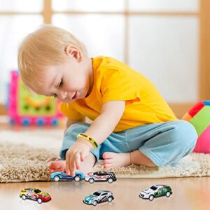 98 PCS Race Cars Party Favor Supplies Kit Racecar Birthday Themed Decoration Set with Mini Race Cars Toys Cartoon Transportation Stickers Keychain Wristband Bracelet Badge Pack for Boys Girls