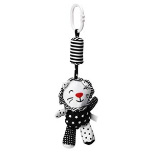 Baby Hanging Rattle Toys, Black and White Stripe Stroller Plush Wind Chimes Toys for Infants Car Bed Crib(Black and White Striped Lion Pendant)