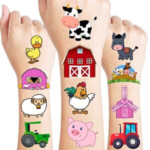 pink farm barnyard animal temporary tattoos themed birthday party supplies decorations favors decor cute tattoo sticker 8sheets 96pcs gifts for kids girls boys school prizes rewards carnival christmas