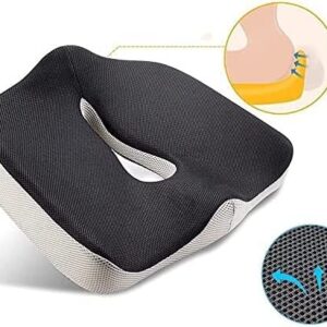 DULASP Memory Foam Seat Cushion for Office Chair,Non-Slip Sciatica Pillow for Sitting Helps with Sciatica Back Pain