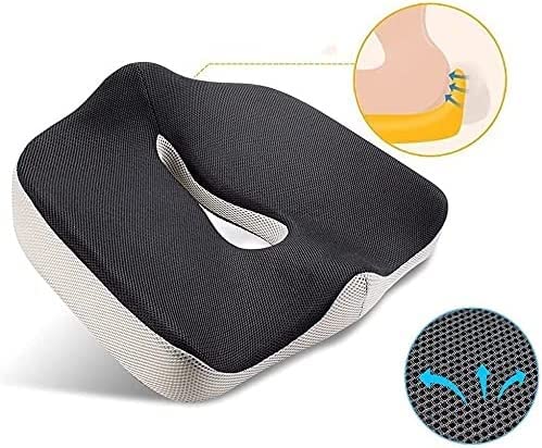 DULASP Memory Foam Seat Cushion for Office Chair,Non-Slip Sciatica Pillow for Sitting Helps with Sciatica Back Pain