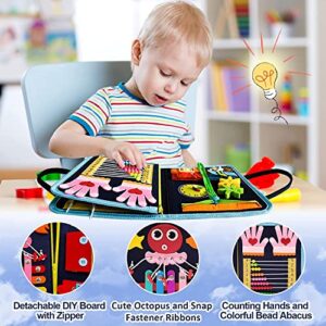 Gojmzo Busy Board Montessori Toys for 1 2 3 4 Year Old Boys & Girls Gifts, Sensory Toys for Toddlers 1-3, Autism Educational Travel Toys, Preschool Activities Learning Alphabet Count Fine Motor Skills