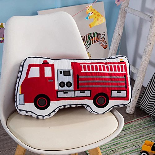 Brandream Boys Fire Truck Pillow & 3Pcs Cars Baby Crib Bedding Set with Patchwork Rocket Submarine