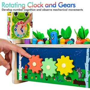 6 in 1 Wooden Montessori Toys for 1 Year Old Whack a Mole Game Hammering Pounding Toy with Xylophone Carrot Harvest Game Learning Developmental Toys Toddler Activities Gift Ages 1 2 3 4